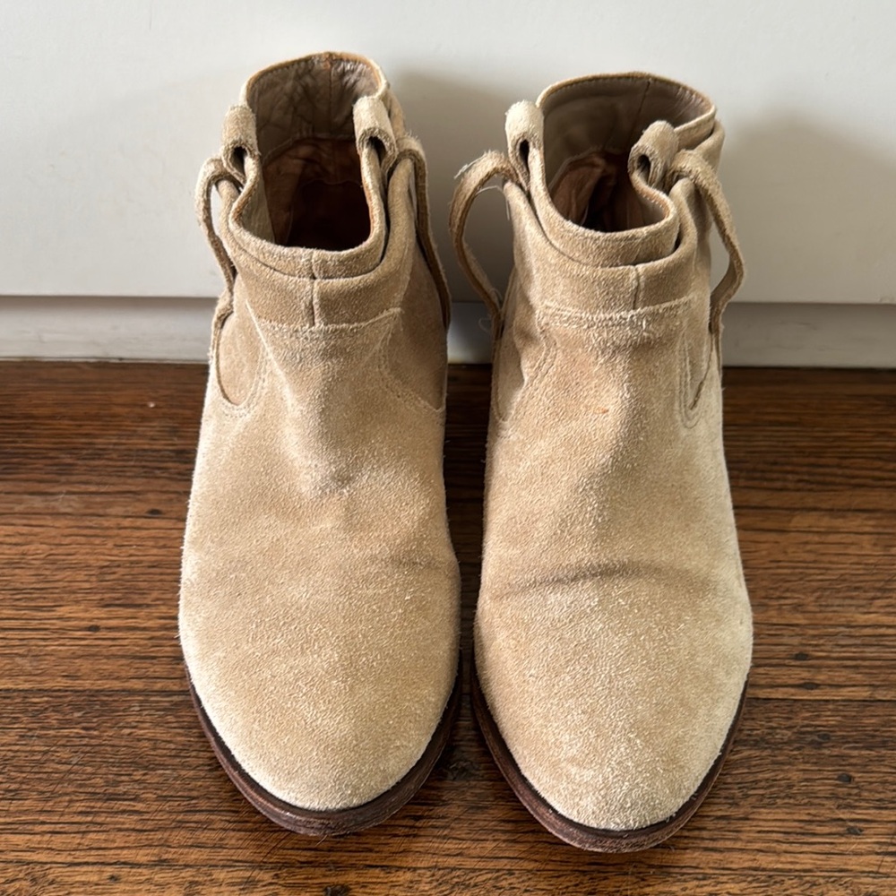 Joie Tan Suede Ankle Booties with Low Heel